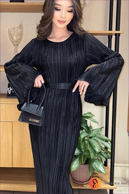 Textured A-line Midi Dress - Effortless Everyday Elegance - Dresses - Lingerie Hut - Autumn • Casual