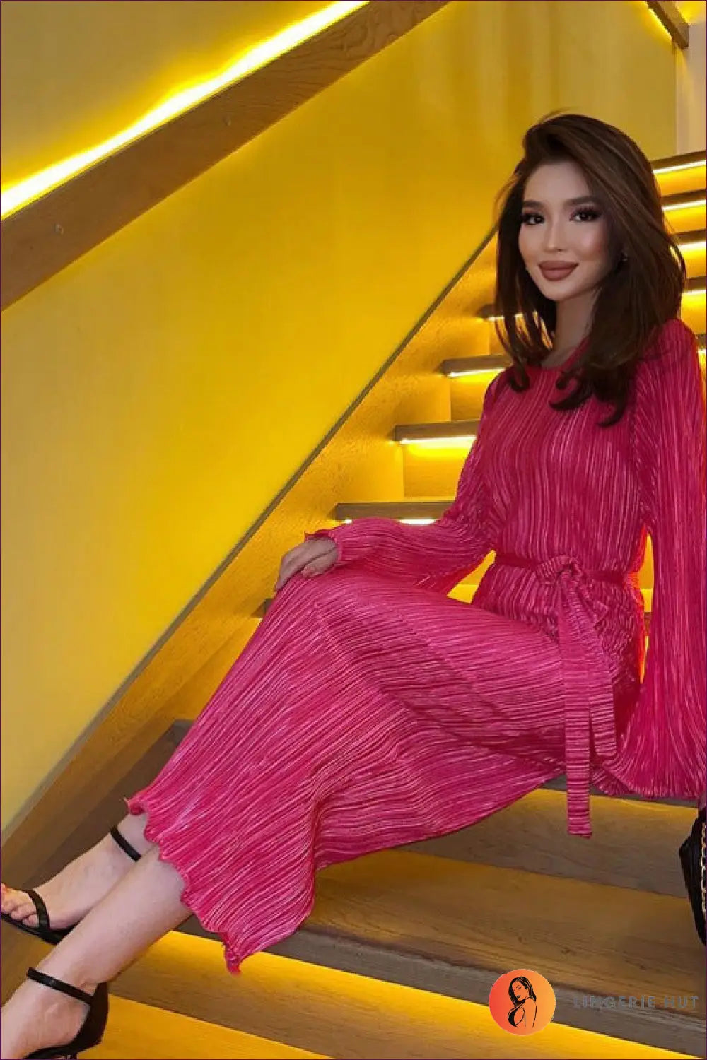 Textured A-line Midi Dress - Effortless Everyday Elegance - Dresses - Lingerie Hut - Autumn • Casual