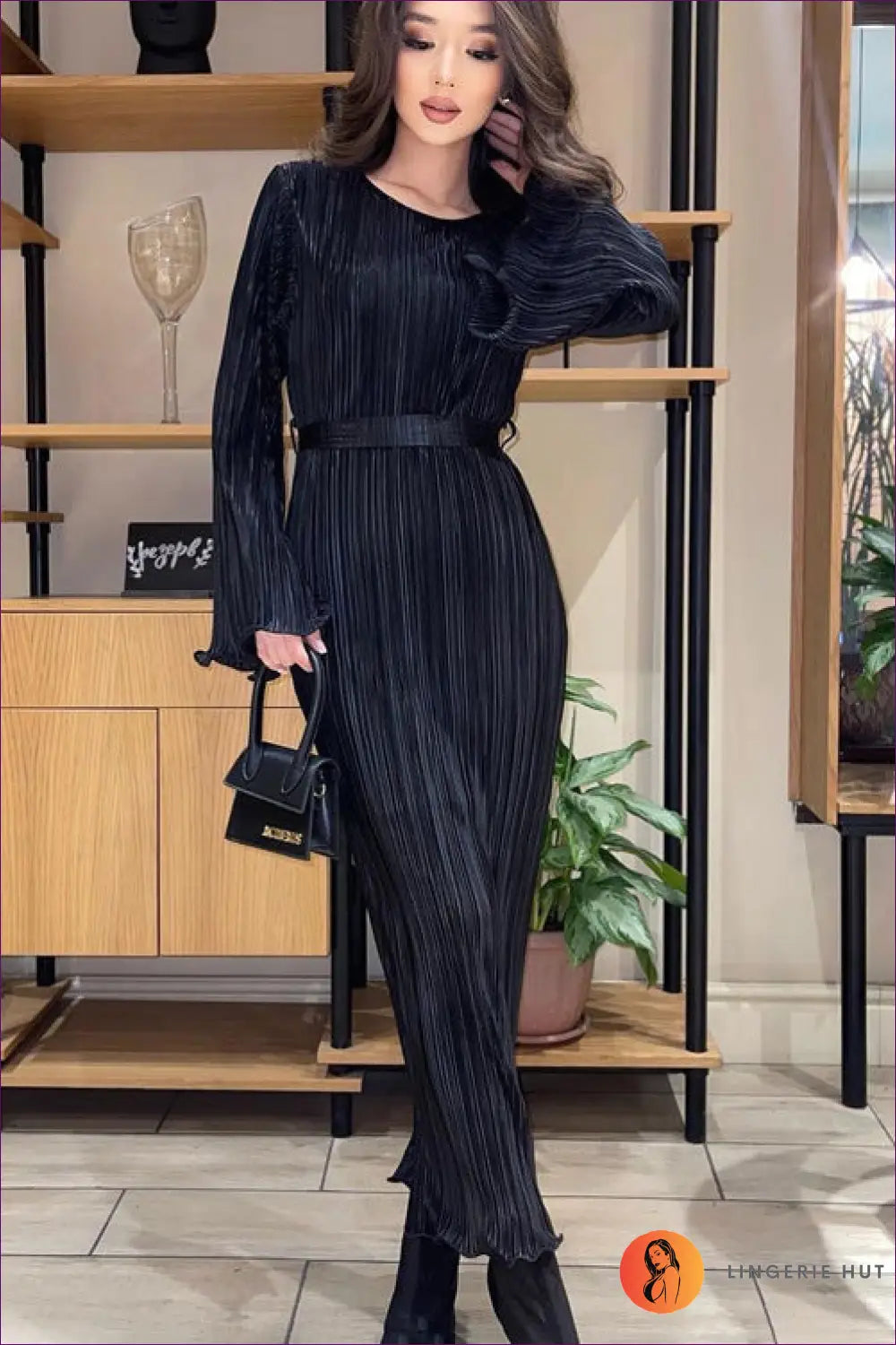 Textured A-line Midi Dress - Effortless Everyday Elegance - s / Black - Dresses - Lingerie Hut - Autumn • Casual