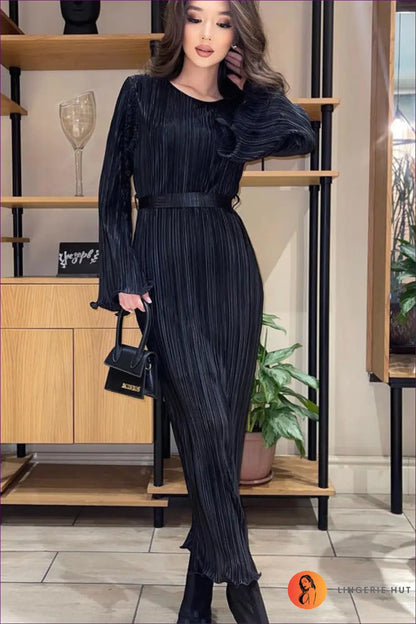 Textured A-line Midi Dress - Effortless Everyday Elegance - s / Black - Dresses - Lingerie Hut - Autumn • Casual