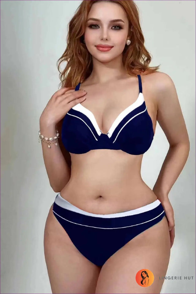 Three-Piece Bikini Set with Sarong - Poolside Drama