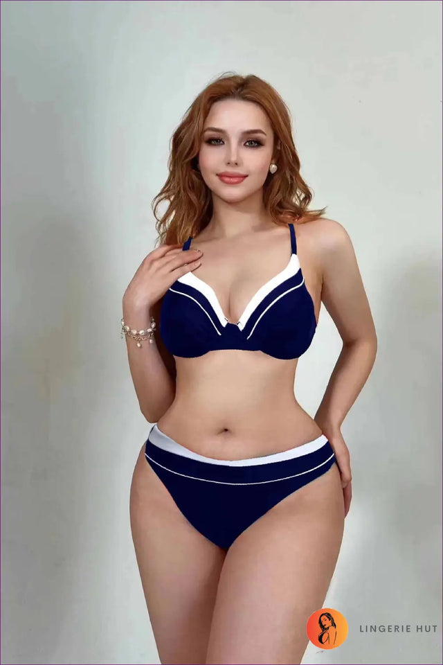 Three-Piece Bikini Set with Sarong - Poolside Drama
