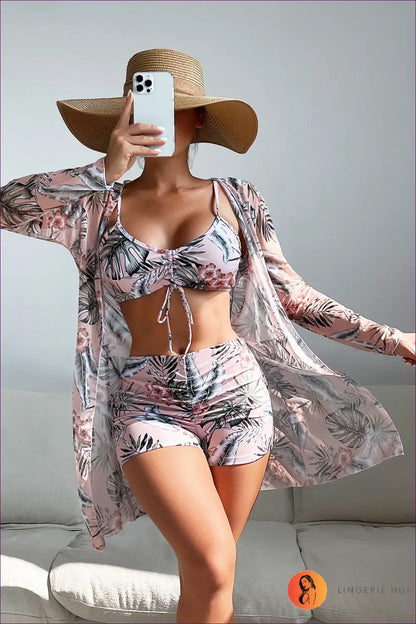 Three-piece High Waist Bikini Set - Effortless Beach Glamour - s / Pattern 14 - Swimwear - Lingerie Hut - Beachwear