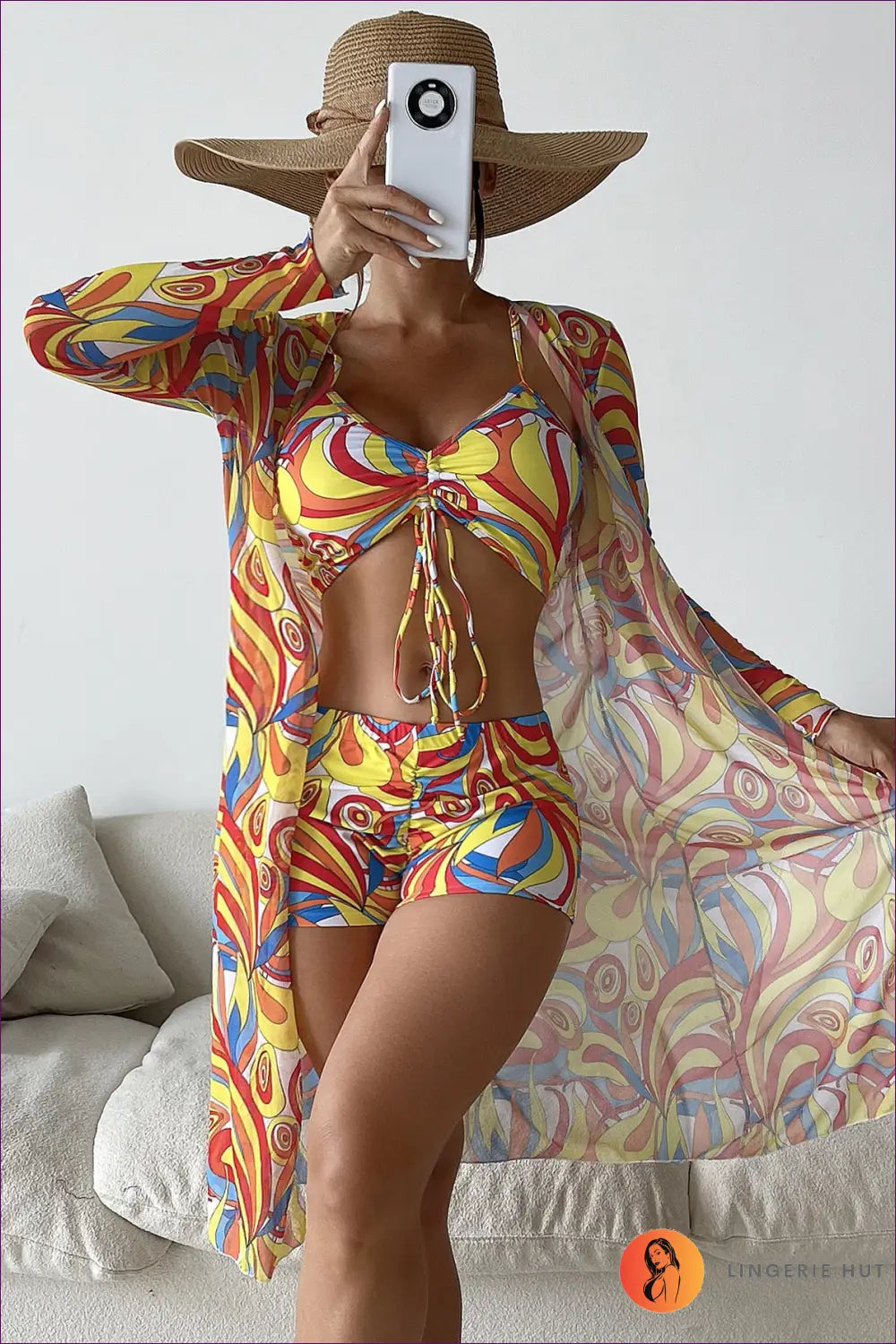 Three-piece High Waist Bikini Set - Effortless Beach Glamour - s / Pattern 10 - Swimwear - Lingerie Hut - Beachwear