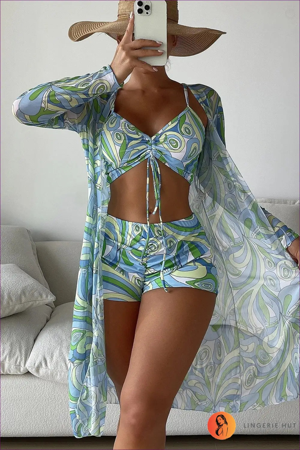 Three-piece High Waist Bikini Set - Effortless Beach Glamour - s / Pattern 2 - Swimwear - Lingerie Hut - Beachwear