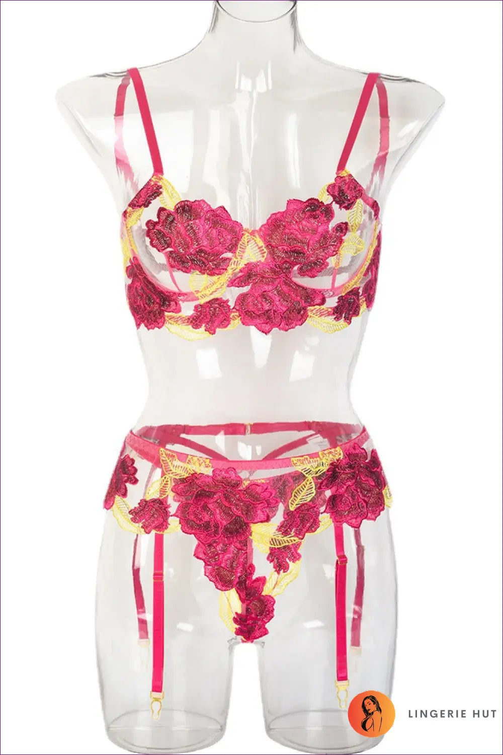 Embrace Allure With Embroidered Flowers And a Sexy Garter! Elevate Your Intimate Moments This Versatile Set,