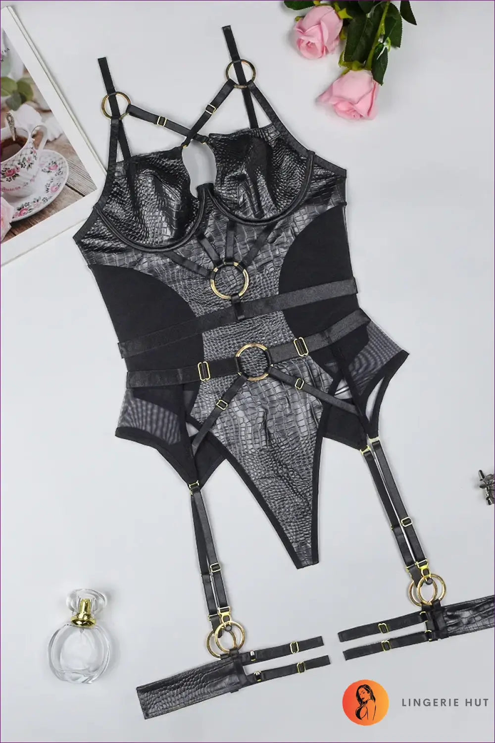 Three-piece Mesh Jumpsuit Set - Bold Evening Layers - Black / s - Lingerie - just in • Hut