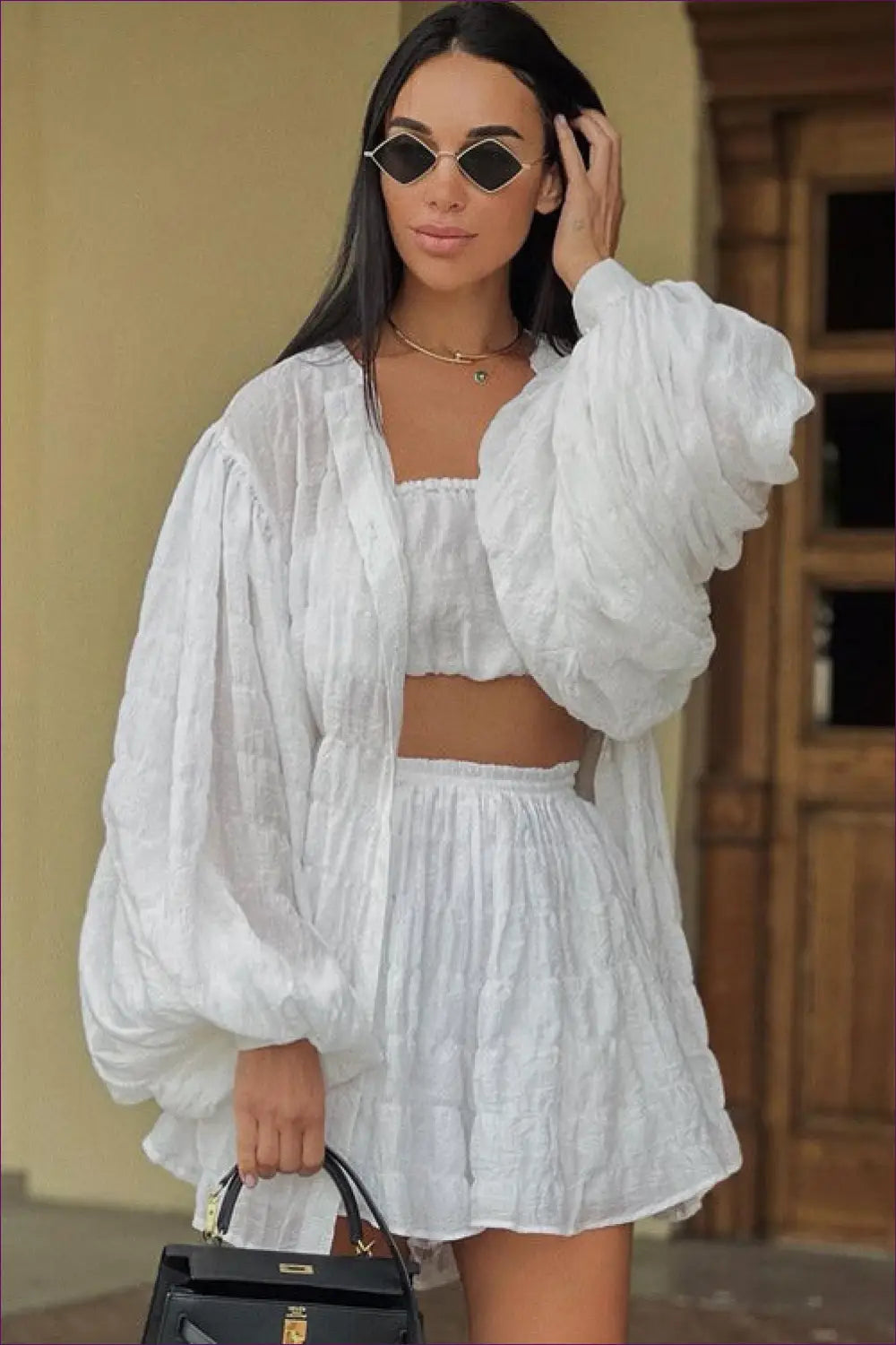 Three Piece co Ord Set - Effortless Everyday Style - Clothing - Lingerie Hut - Boho • Casual • Fishnet