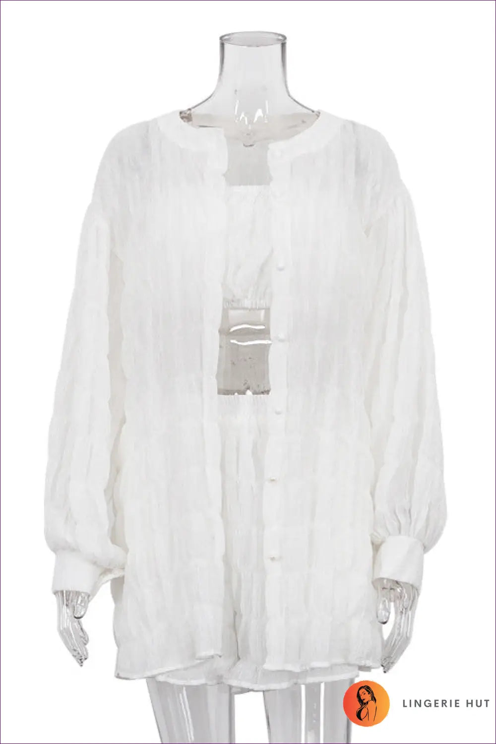 Three Piece co Ord Set - Effortless Everyday Style - s / White - Clothing - Lingerie Hut - Boho • Casual • Fishnet