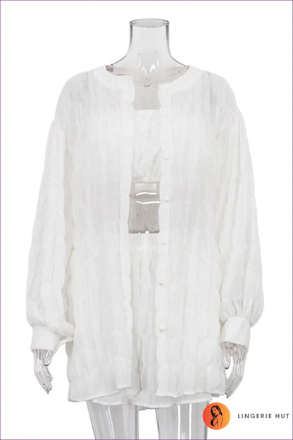 Three Piece co Ord Set - Effortless Everyday Style - s / White - Clothing - Lingerie Hut - Boho • Casual • Fishnet