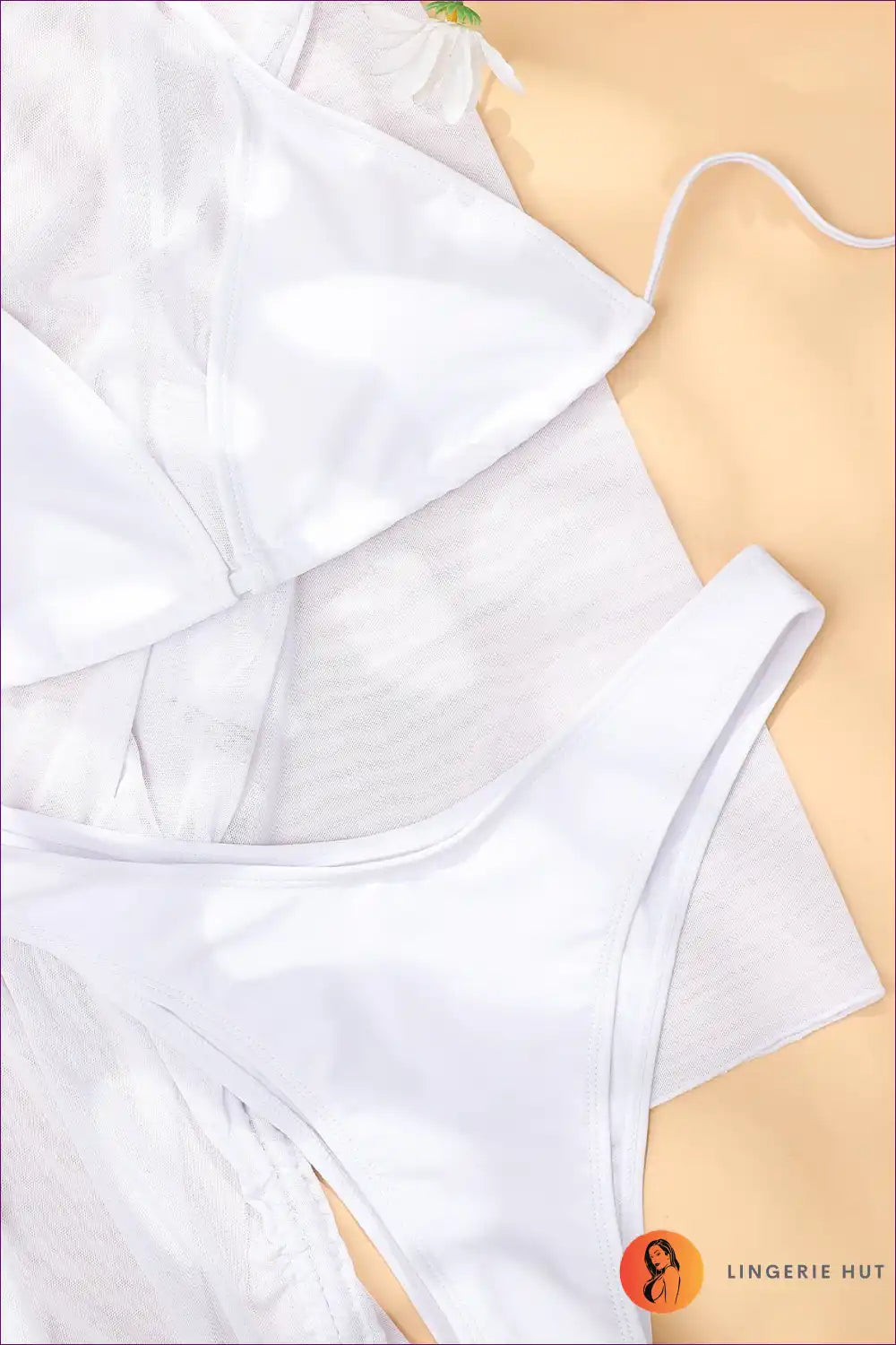 Unleash Your Inner Beach Goddess With Our Three-piece Thong Bikini. Complete a High-cut Design, Tie-up