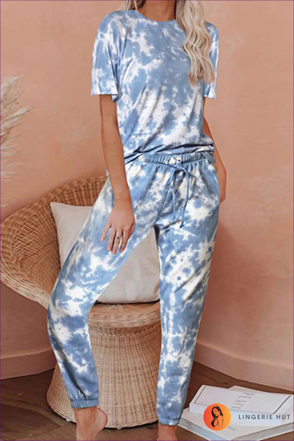 Three-piece Waffle Set with Robe - Luxe Layering for All Season, Casual, Cotton, Everyday,