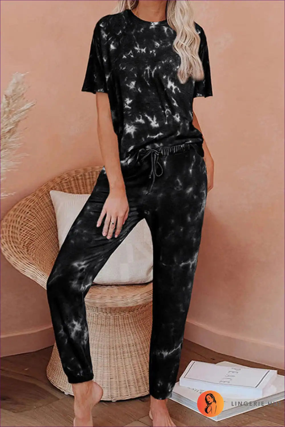 Three-piece Waffle Set with Robe - Luxe Layering for All Season, Casual, Cotton, Everyday,