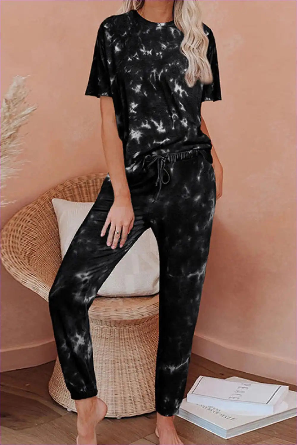 Three-piece Waffle Set with Robe - Luxe Layering for All Season, Casual, Cotton, Everyday,