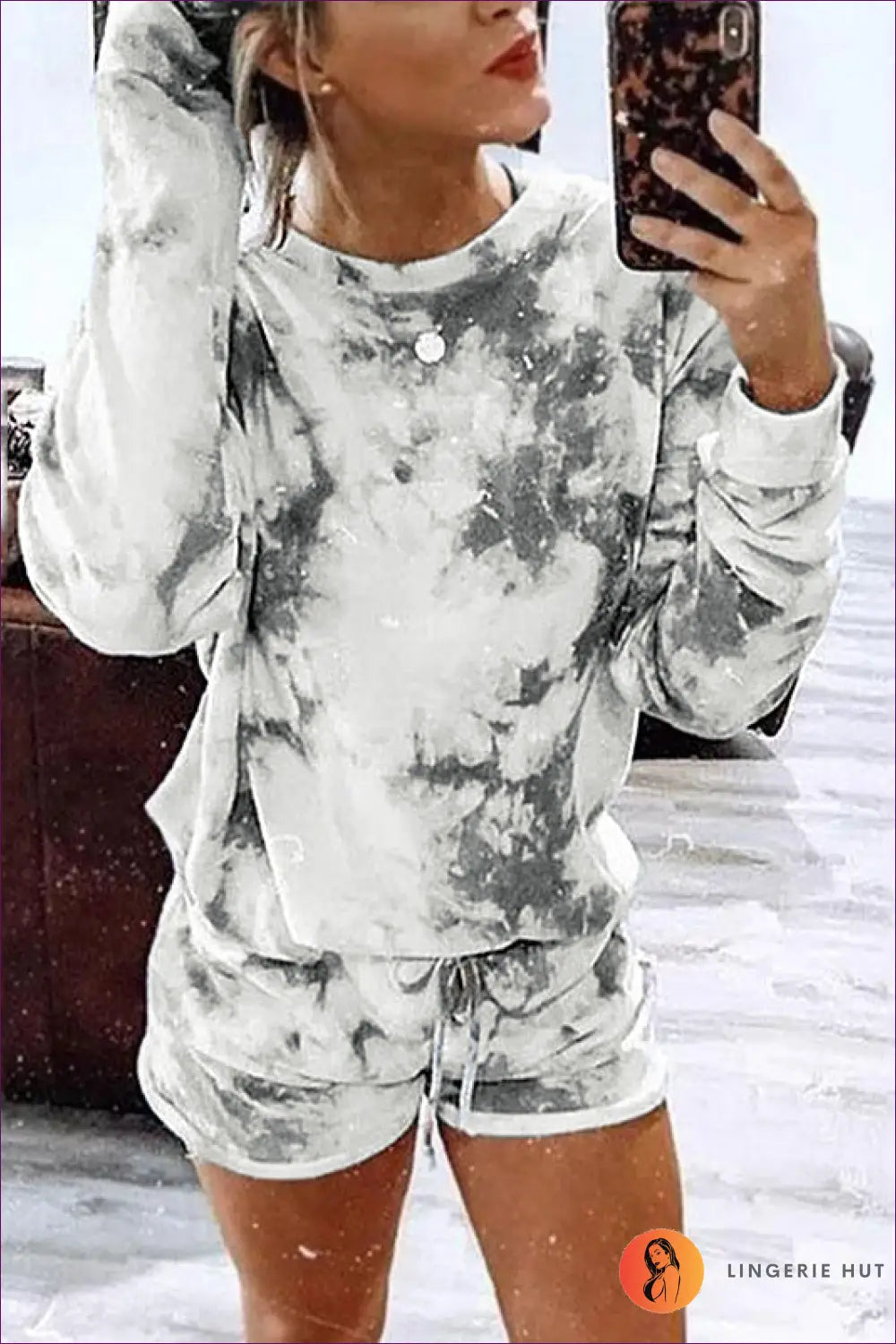 Tie Dye Loungewear Set - Off-duty Comfort - s / Gray - Lingerie Hut - All Season • Autumn • Casual • Everyday