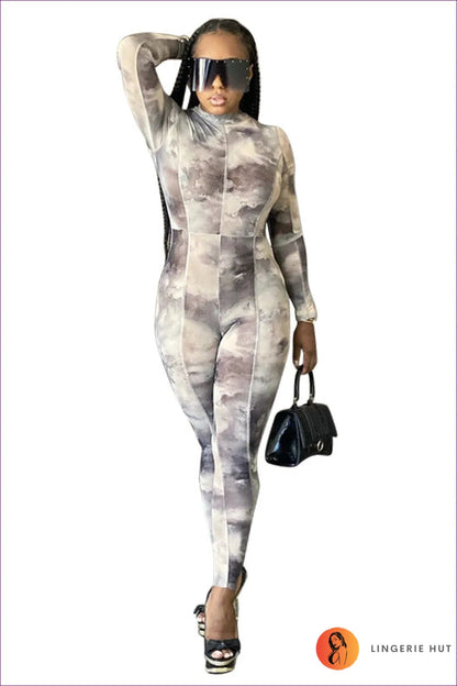 Step Into The Spotlight With Our Tie Dye Tight Jumpsuit, Exuding a Sexy Vibe Flattering Slim Fit. Limited