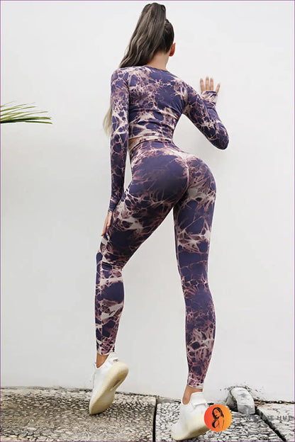 Elevate Your Workouts With Our Tie-dyed Sporty Yoga Suit. Perfect For Active Lifestyles, It Combines Style,