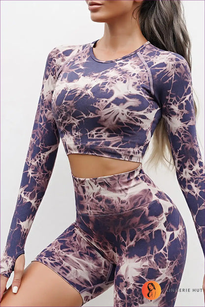 Elevate Your Workouts With Our Tie-dyed Sporty Yoga Suit. Perfect For Active Lifestyles, It Combines Style,