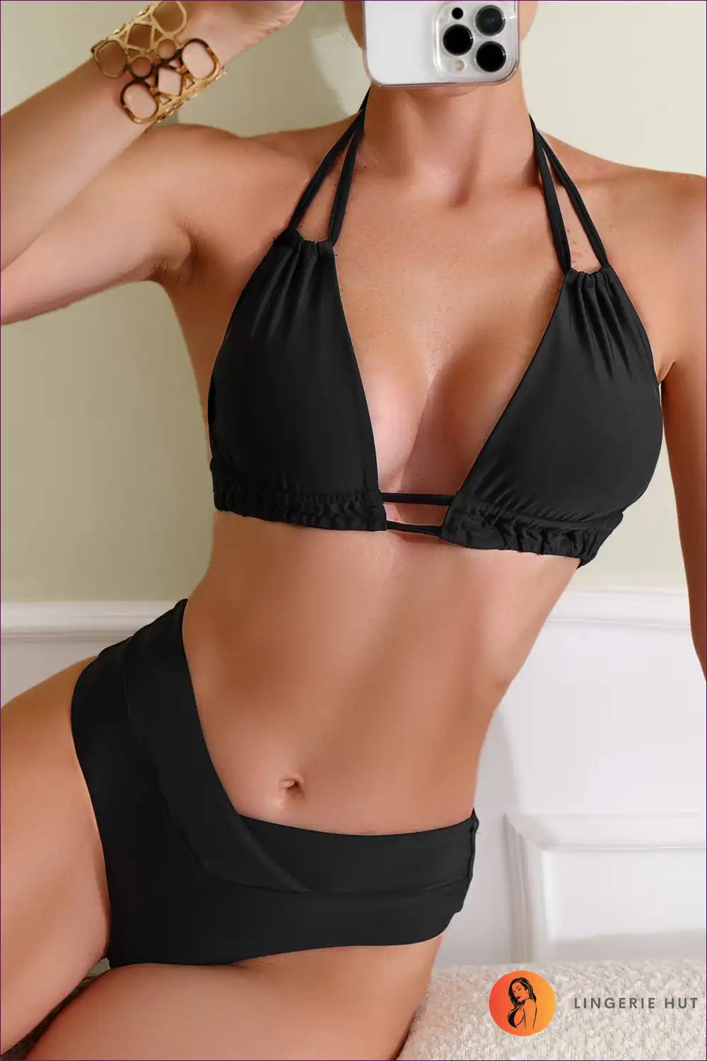 Tied Backless Bikini Set with Cutout Detailing for Summer Backless, Beachwear, Bikini, Casual,