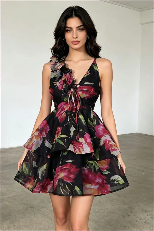 Tiered Dress with Fitted Waist - Sunlit Ease - Backless • Casual • Cotton • Dresses - Lingerie Hut