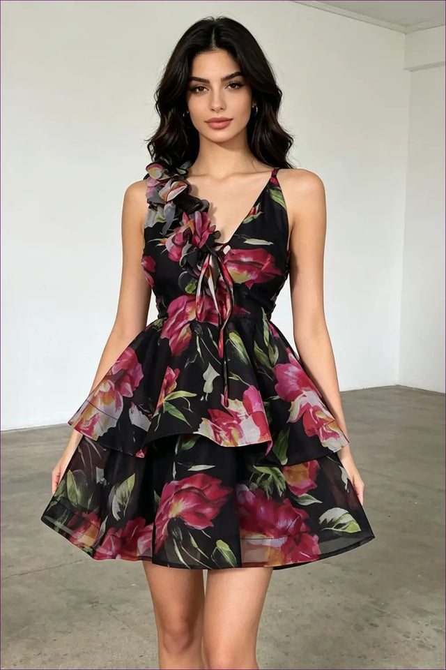 Tiered Dress with Fitted Waist - Sunlit Ease