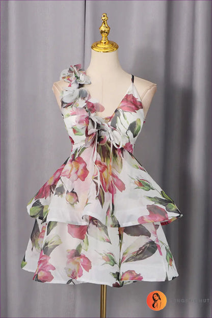 Tiered Dress with Fitted Waist - Sunlit Ease - s / Multi - Backless • Casual • Cotton • Dresses - Lingerie Hut