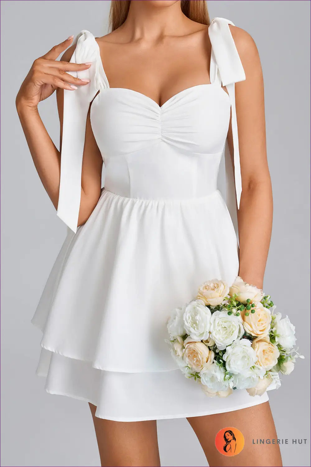 Tiered Dress with Tie Waist Detail - Breezy Sophistication - Xs / White - Casual • Cotton • Dresses • Everyday