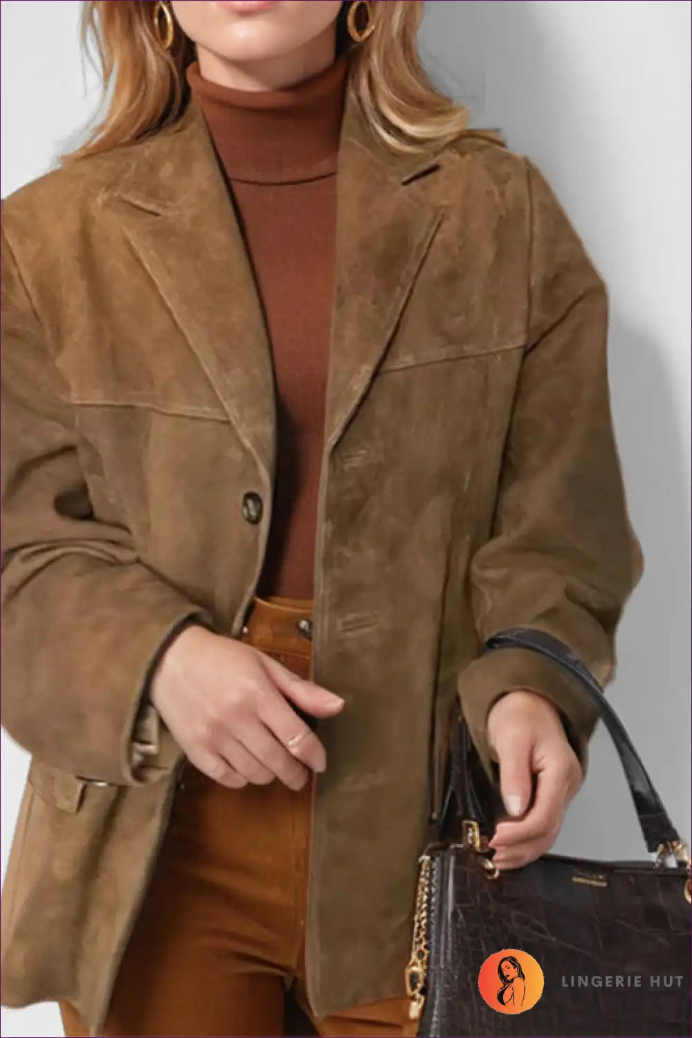 Timeless Elegance Oversized Suede Blazer - Caramel Crush for Autumn, Casual, Everyday, Glamour, Jackets