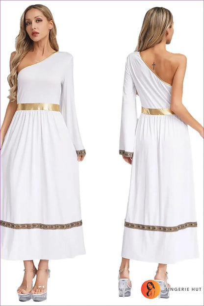 Toga Costume with One-shoulder Belt Detail - Olympian Statement - White / s - just in • Party • Role Play • Theme