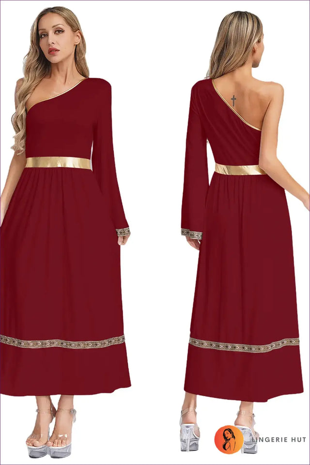 Toga Costume with One-Shoulder Belt Detail - Olympian Statement