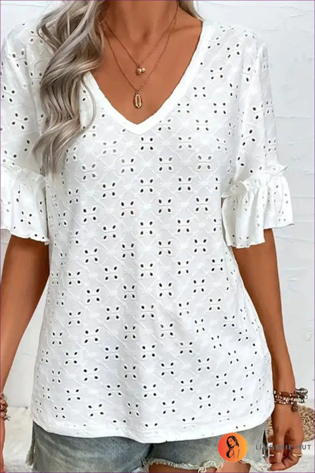 Embroidered Eyelet Top - Effortless Boho Versatility
