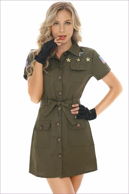 Pilot Costume with Aviator Patches - Top Gun Attitude - Army Green / m - Halloween • just in • Party • Theme Parties