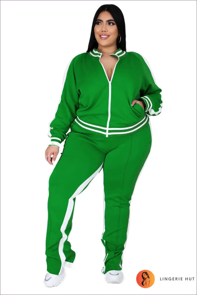 Tracksuit Set with Contrast Trim - Athletic Confidence