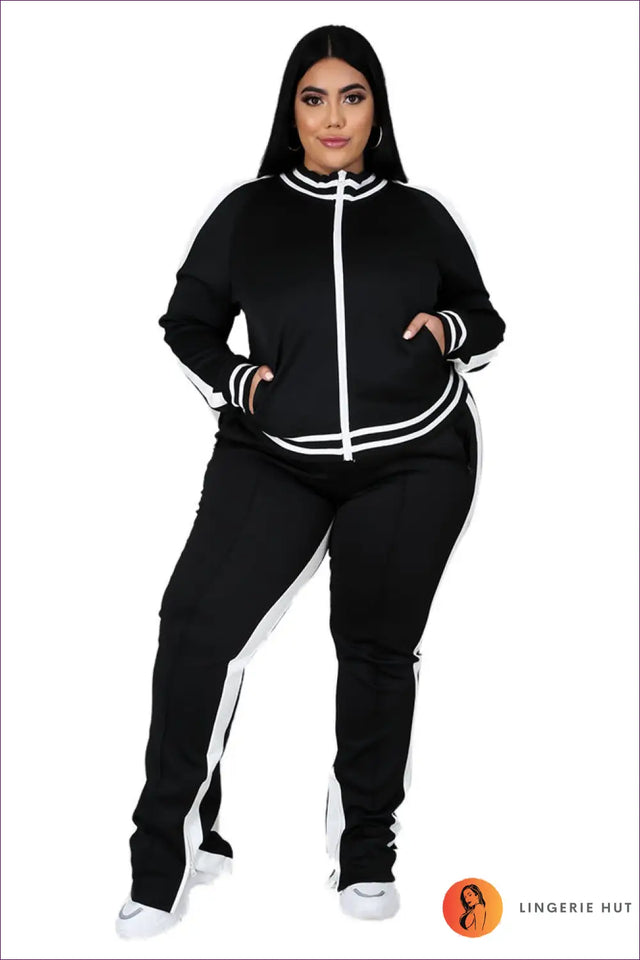 Tracksuit Set with Contrast Trim - Athletic Confidence