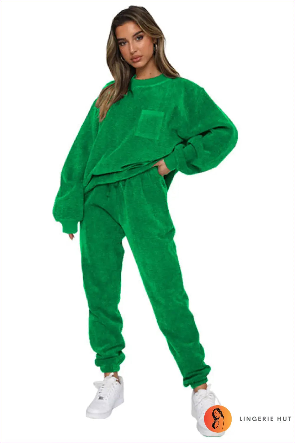 Tracksuit Set with Ribbed Texture - Cosy Sunday Ritual - s / Green - Loungewear - Lingerie Hut - All Season • Autumn