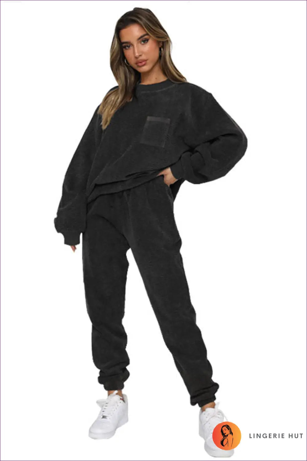 Tracksuit Set with Ribbed Texture - Cosy Sunday Ritual - s / Dark Grey - Loungewear - Lingerie Hut - All Season