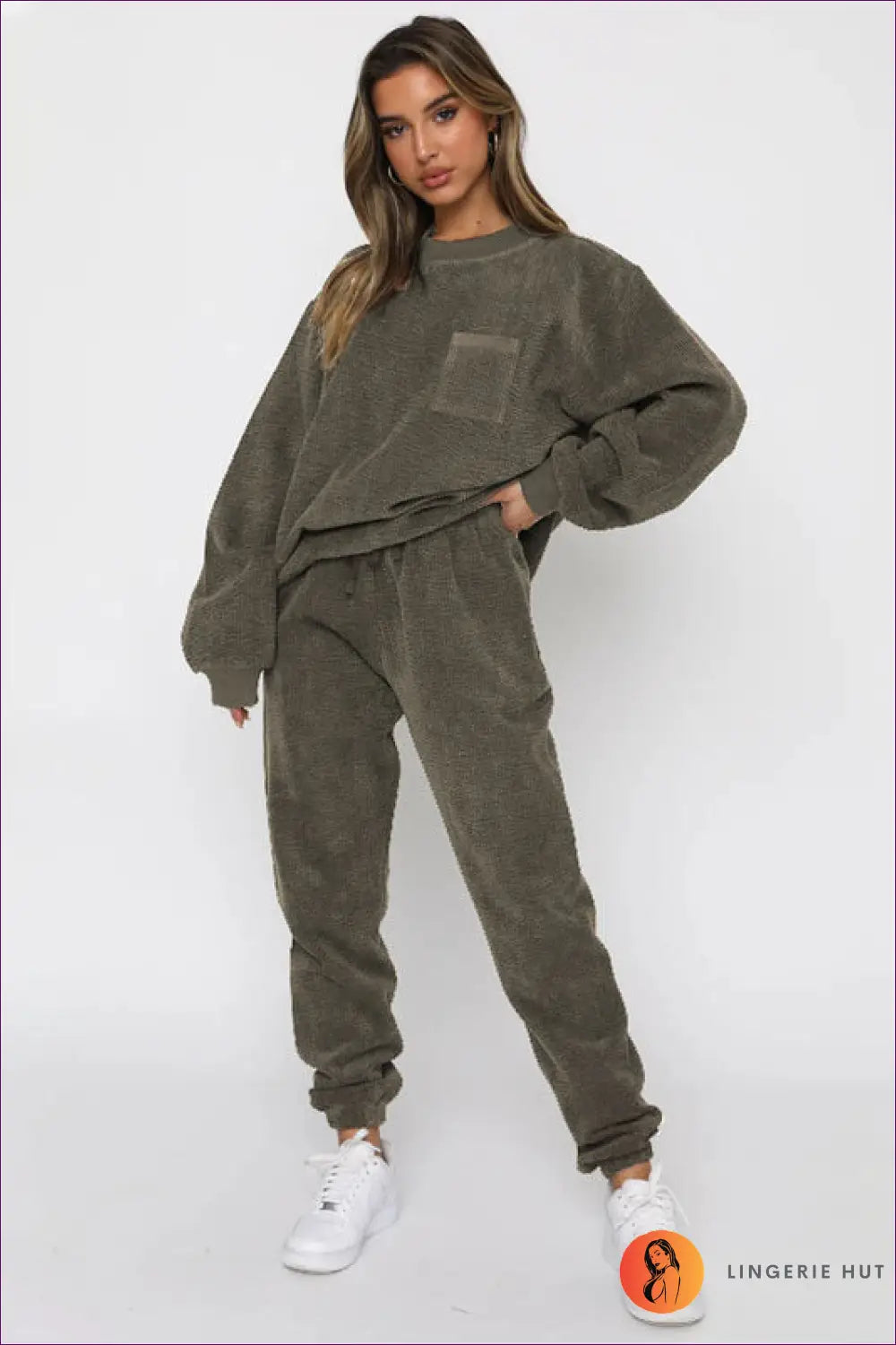 Tracksuit Set with Ribbed Texture - Cosy Sunday Ritual - Loungewear - Lingerie Hut - All Season • Autumn • Casual