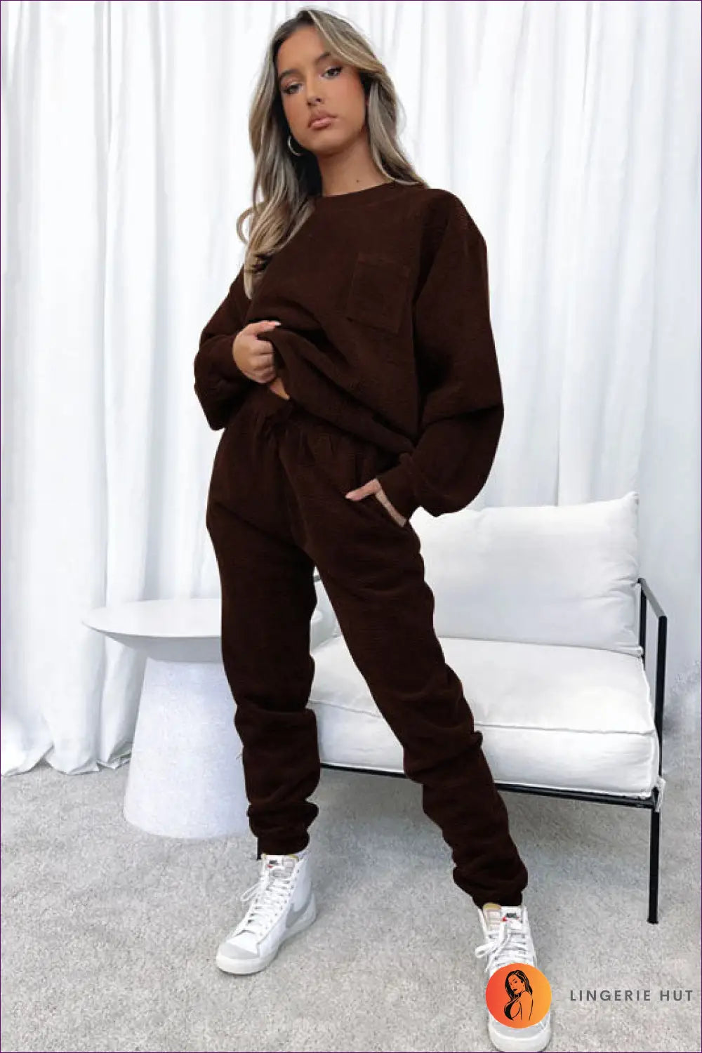 Tracksuit Set with Ribbed Texture - Cosy Sunday Ritual - Loungewear - Lingerie Hut - All Season • Autumn • Casual