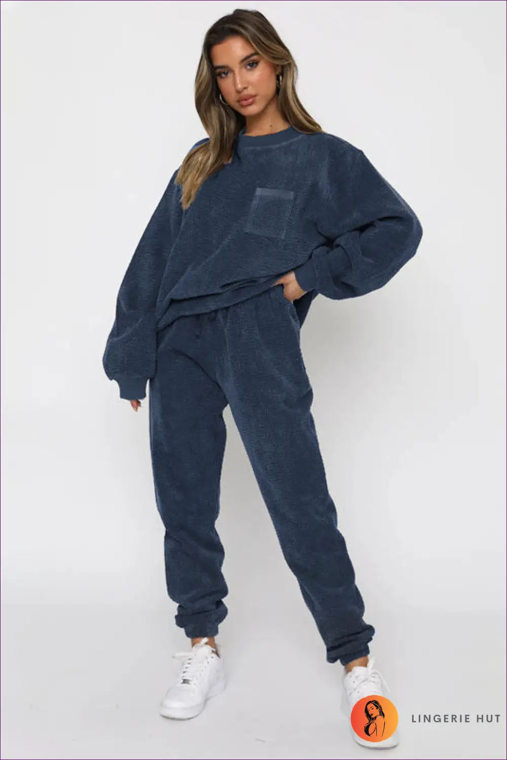 Tracksuit Set with Ribbed Texture - Cosy Sunday Ritual - Loungewear - Lingerie Hut - All Season • Autumn • Casual
