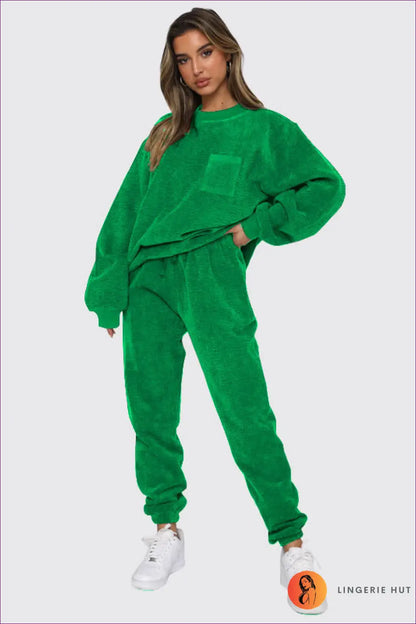 Tracksuit Set with Ribbed Texture - Cosy Sunday Ritual - Loungewear - Lingerie Hut - All Season • Autumn • Casual