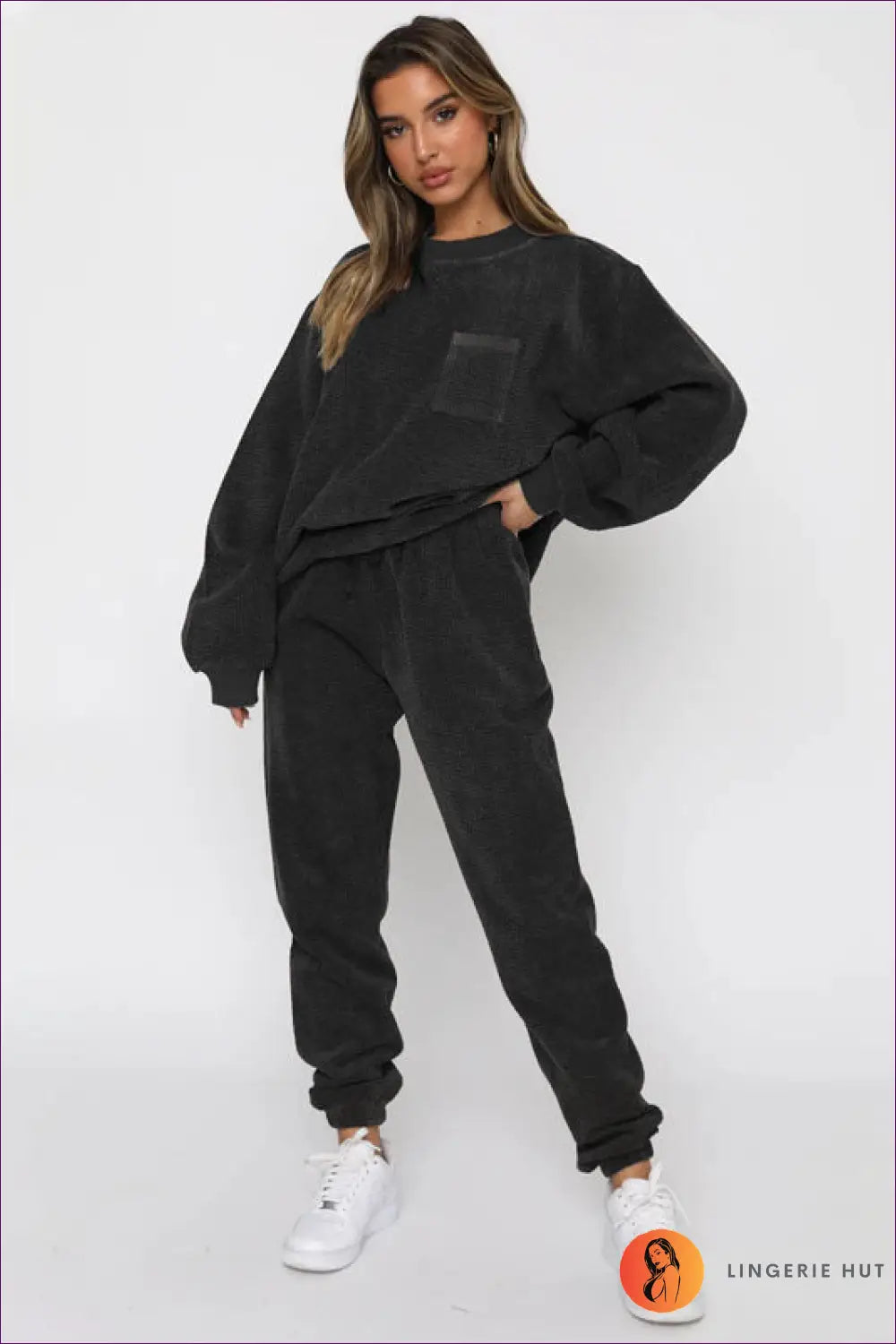 Tracksuit Set with Ribbed Texture - Cosy Sunday Ritual - Loungewear - Lingerie Hut - All Season • Autumn • Casual