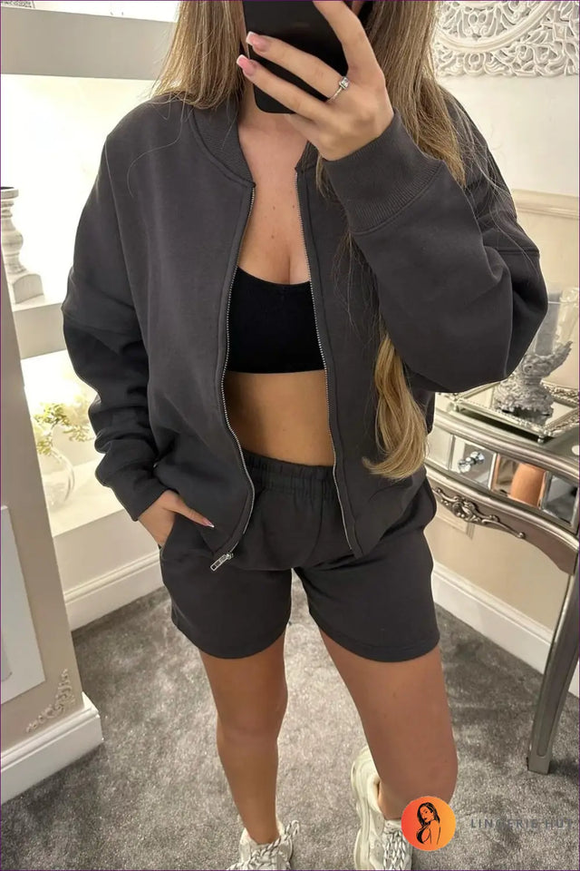 Tracksuit Co Ord Set with Zip Jacket - Effortless Elevated Style