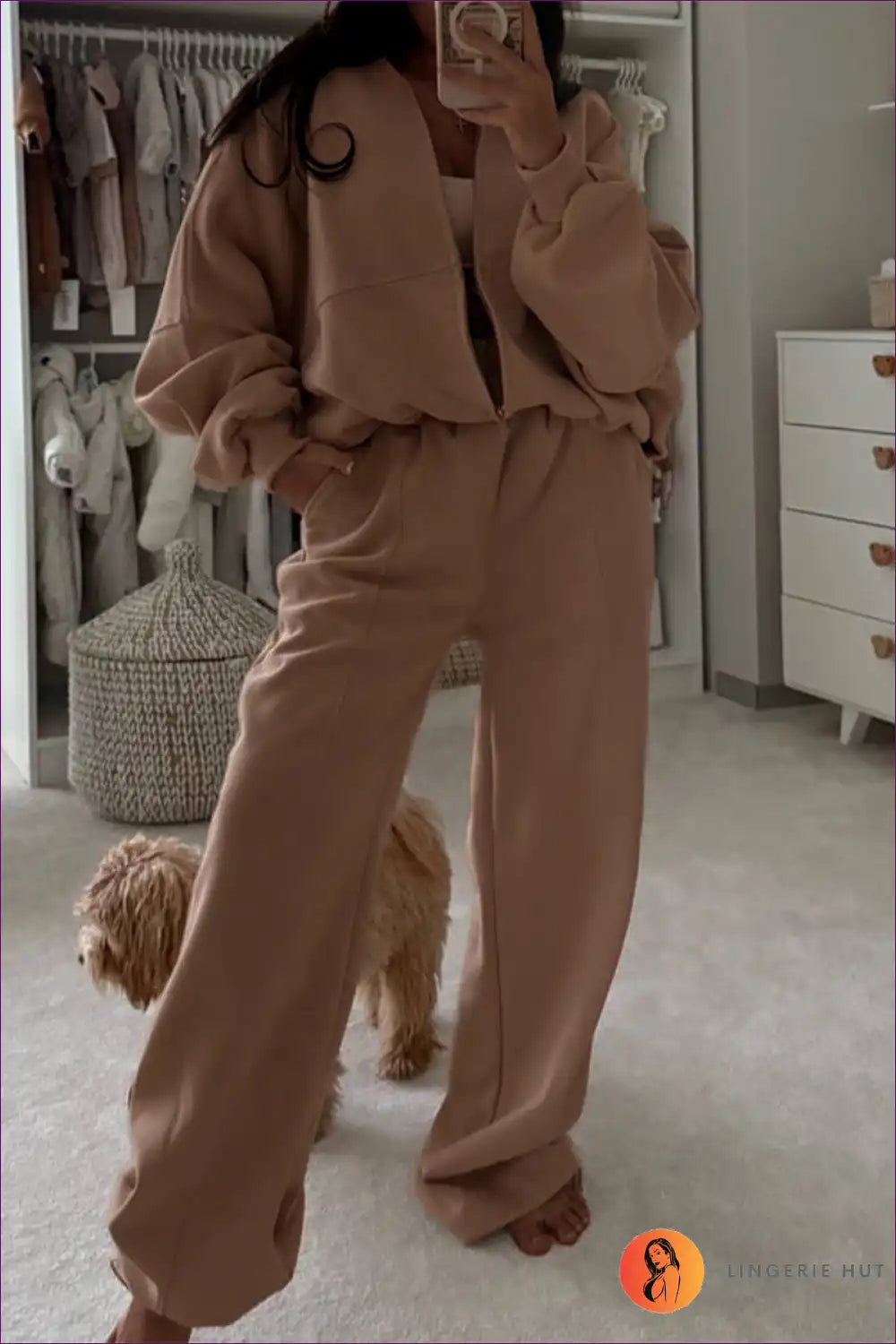 Tracksuit Set with Zip Jacket - Elevated Leisure for Activewear, All Season, Autumn, Casual, co Ord