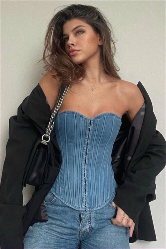 Trendy Denim Corset Top - Street Chic