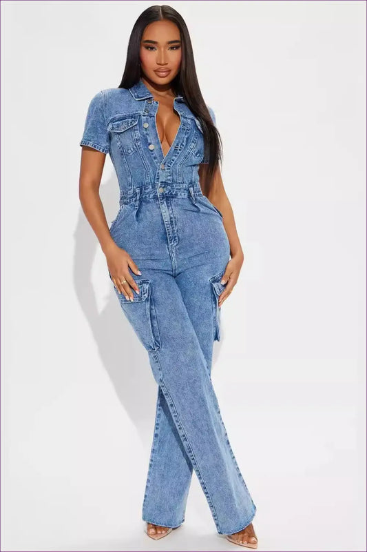 Trendy Denim Utility Jumpsuit - Effortless Style