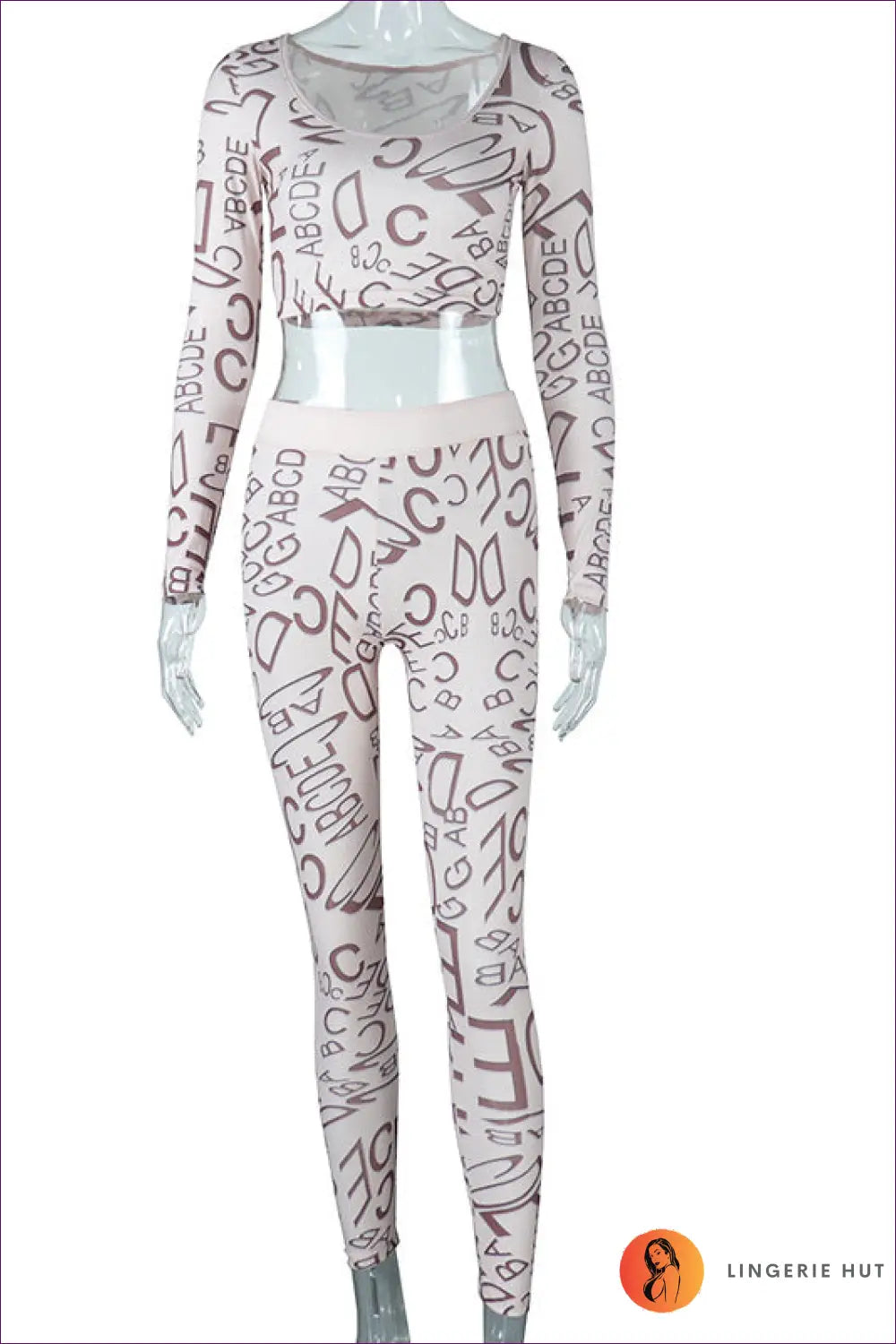 Stay Stylish This Winter With Our Trendy Letter Print Top & High Waist Leggings Set. Featuring a Hip Lift