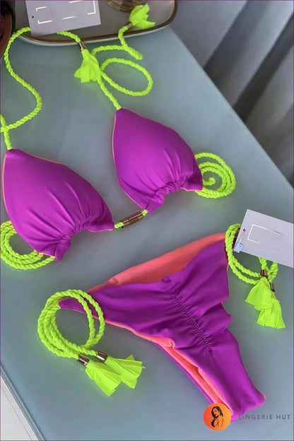 Triangle Bikini with Braided Rope - Free-spirited Summer Edit - Lingerie Hut - Beachwear • Boho • Casual • Cutout