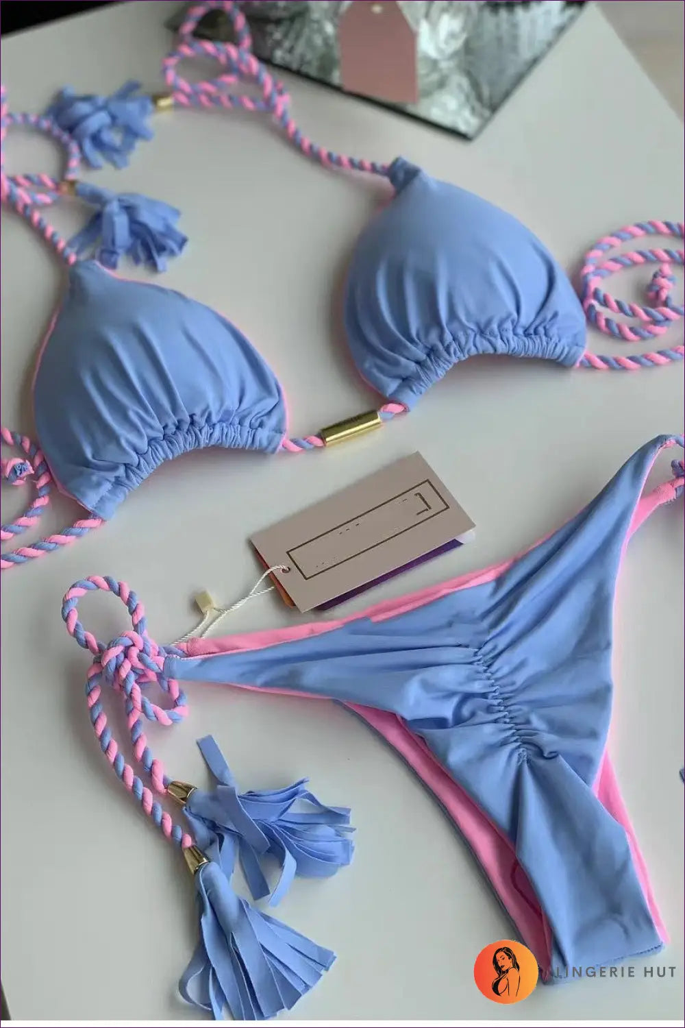 Triangle Bikini with Braided Rope - Free-spirited Summer Edit - s / Multi-2 - Lingerie Hut - Beachwear • Boho • Casual