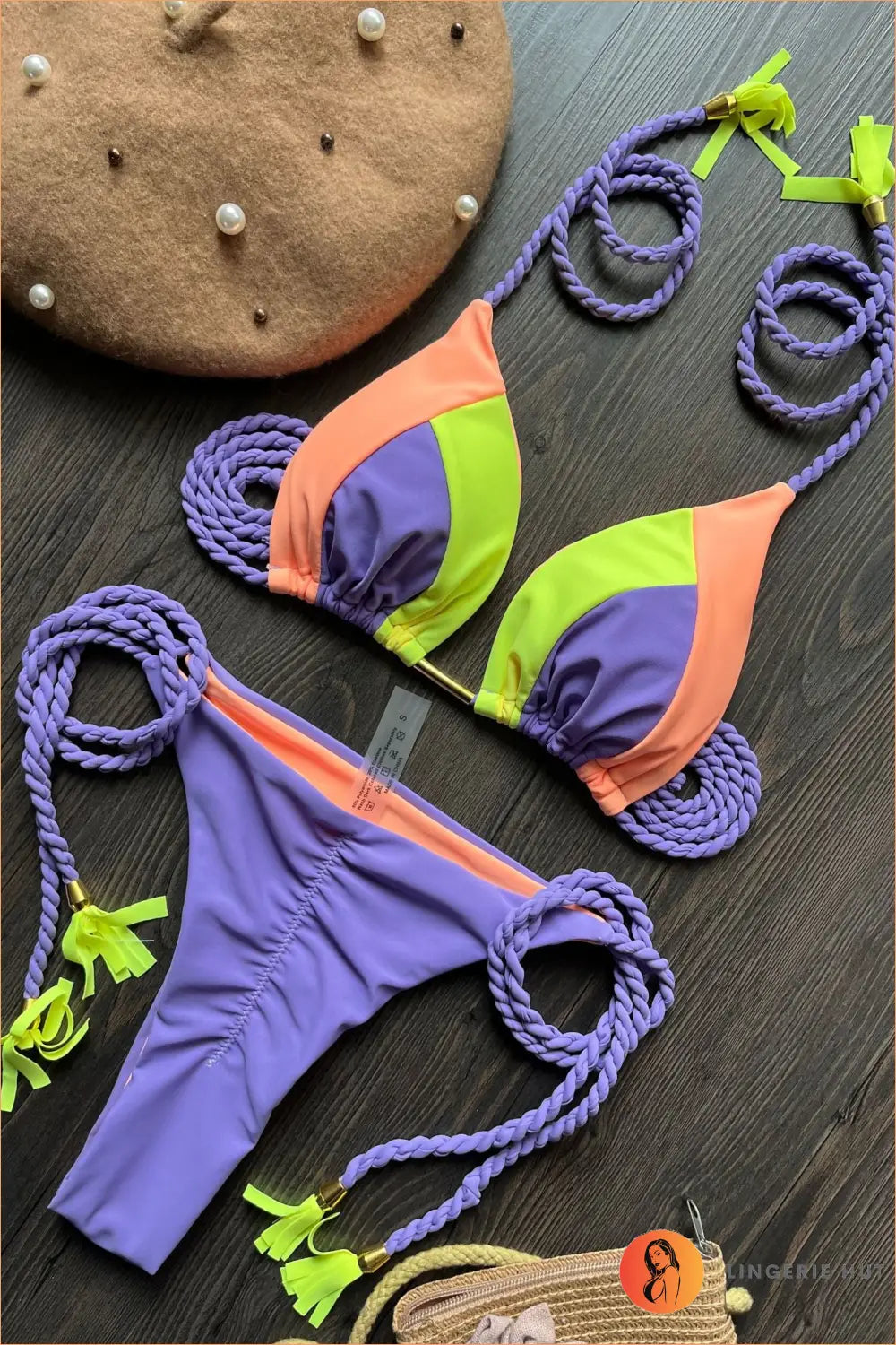 Triangle Bikini with Contrast Trim - Beach Confidence - s / Multicolor-2 - Brazilian • Halter • just in • Low Waist