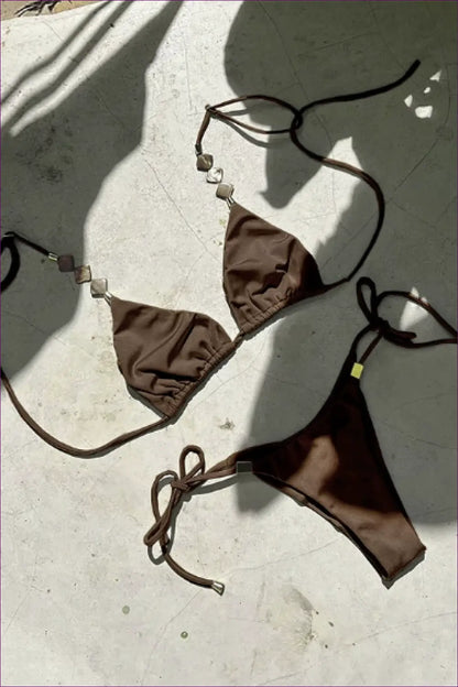 Triangle Bikini with Tie Details - Minimalist Luxury - Lingerie Hut - Beachwear • Casual • Cutout • Everyday